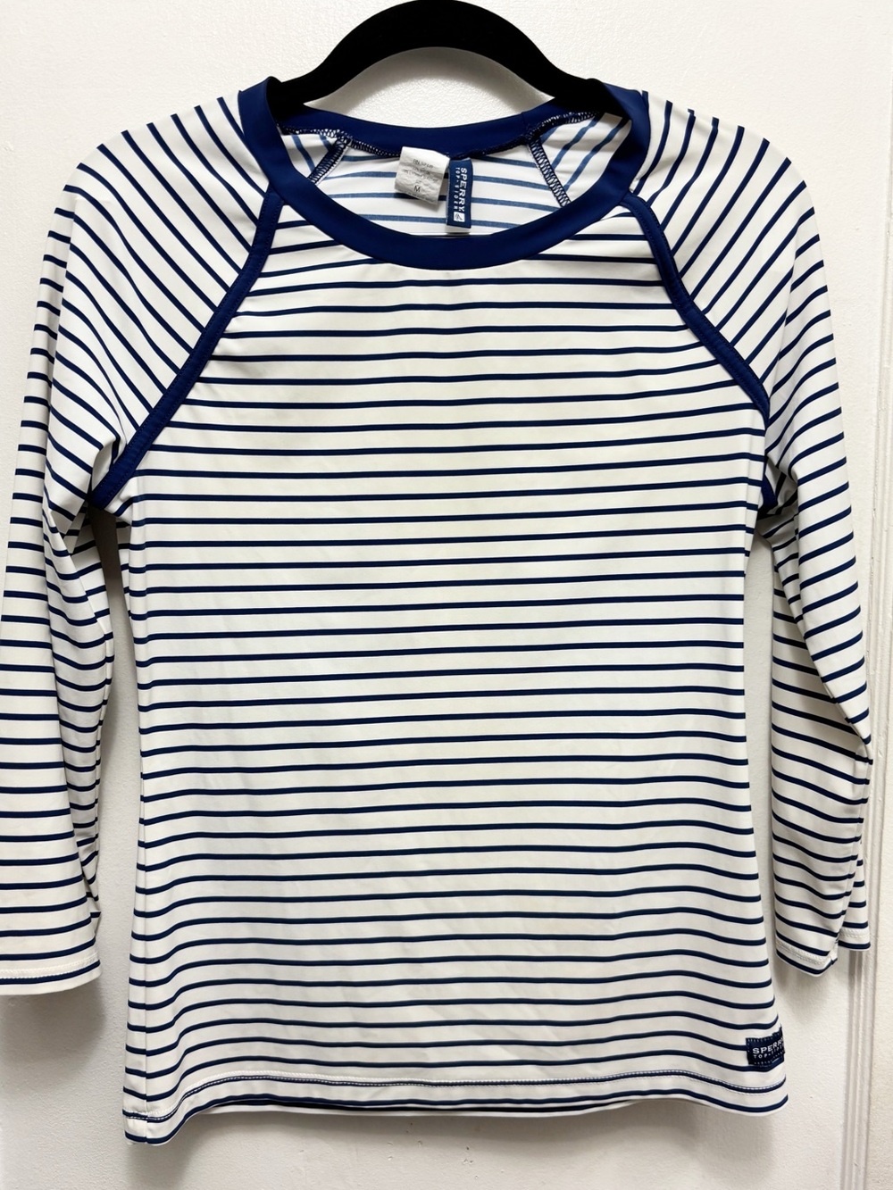 Sperry Top-Sider Stripe Navy & Off White Rash Guard Size Medium